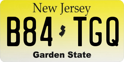 NJ license plate B84TGQ