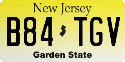 NJ license plate B84TGV