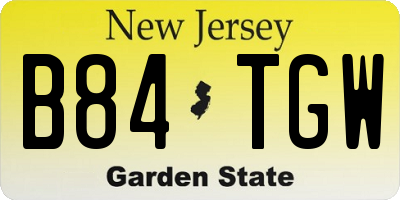 NJ license plate B84TGW