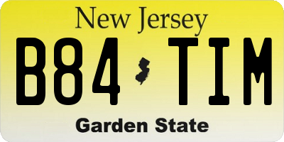 NJ license plate B84TIM