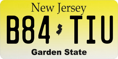 NJ license plate B84TIU
