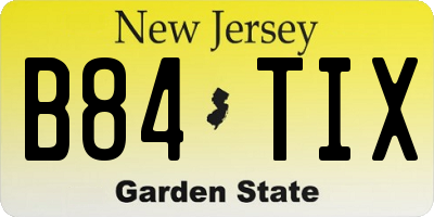 NJ license plate B84TIX