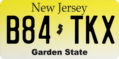 NJ license plate B84TKX