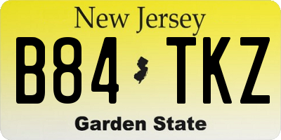 NJ license plate B84TKZ