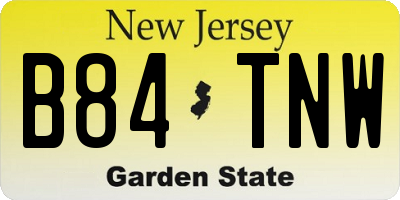NJ license plate B84TNW
