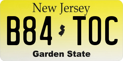 NJ license plate B84TOC