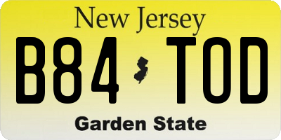 NJ license plate B84TOD