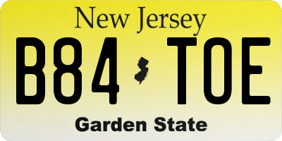NJ license plate B84TOE