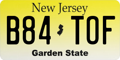 NJ license plate B84TOF