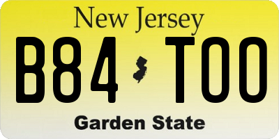 NJ license plate B84TOO