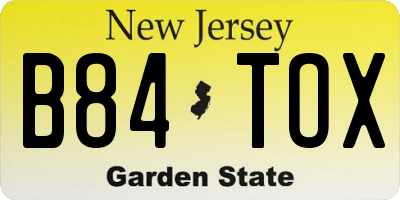 NJ license plate B84TOX