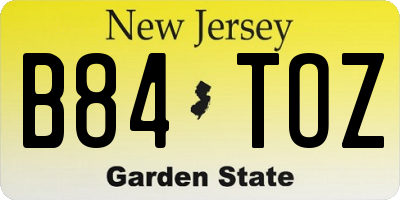 NJ license plate B84TOZ