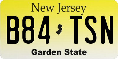 NJ license plate B84TSN