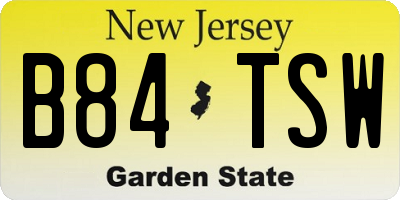 NJ license plate B84TSW