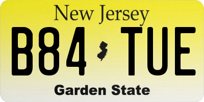 NJ license plate B84TUE