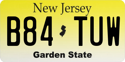 NJ license plate B84TUW