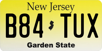 NJ license plate B84TUX