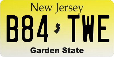 NJ license plate B84TWE