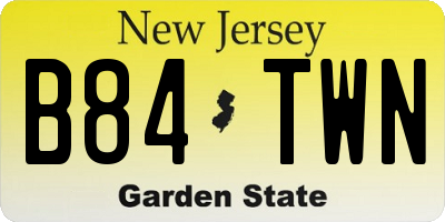 NJ license plate B84TWN
