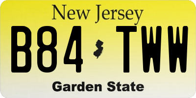 NJ license plate B84TWW