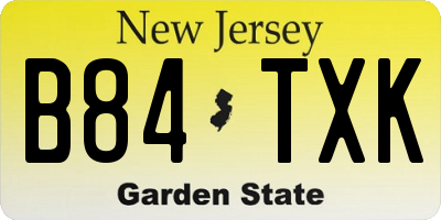 NJ license plate B84TXK