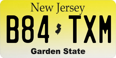 NJ license plate B84TXM