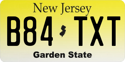 NJ license plate B84TXT