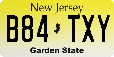 NJ license plate B84TXY