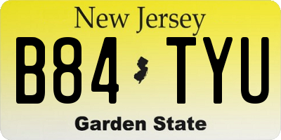 NJ license plate B84TYU