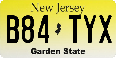 NJ license plate B84TYX