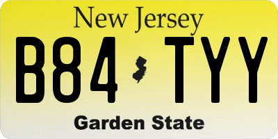 NJ license plate B84TYY