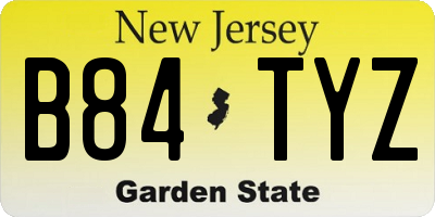 NJ license plate B84TYZ