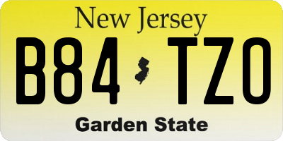 NJ license plate B84TZO