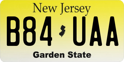 NJ license plate B84UAA