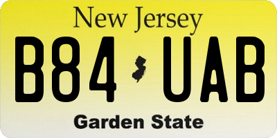 NJ license plate B84UAB