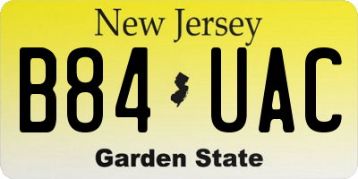 NJ license plate B84UAC