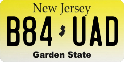 NJ license plate B84UAD