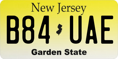 NJ license plate B84UAE