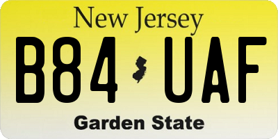 NJ license plate B84UAF