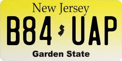 NJ license plate B84UAP