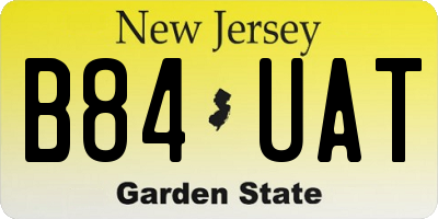 NJ license plate B84UAT