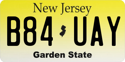NJ license plate B84UAY