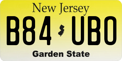 NJ license plate B84UBO