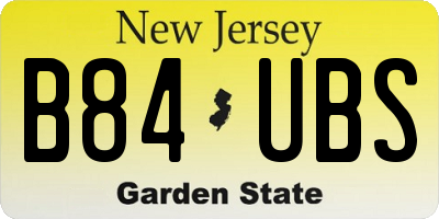 NJ license plate B84UBS