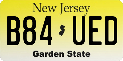 NJ license plate B84UED