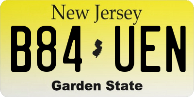 NJ license plate B84UEN