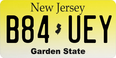 NJ license plate B84UEY