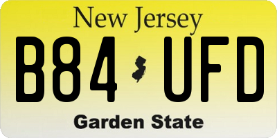 NJ license plate B84UFD