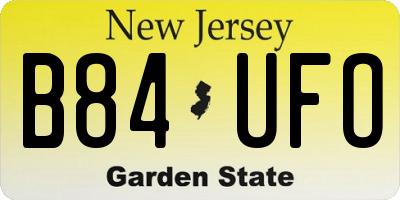 NJ license plate B84UFO