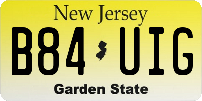 NJ license plate B84UIG